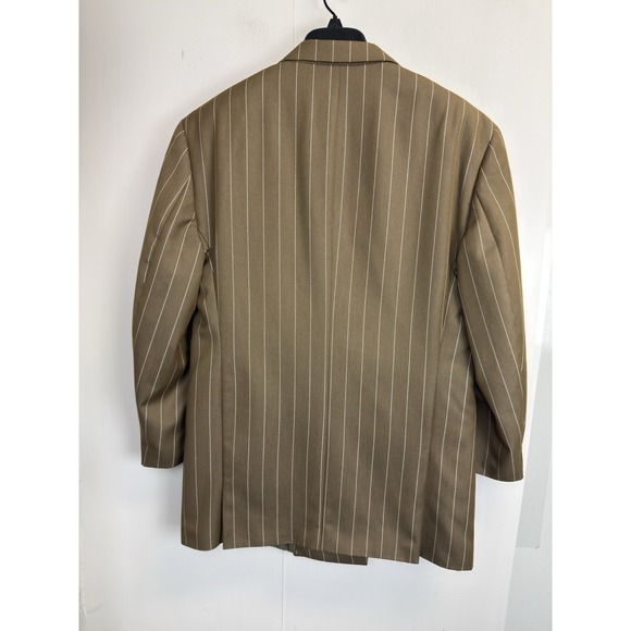 Caravelli Brown Pinstripe Mens 42R Blazer Suit Jacket Double Breasted - Picture 10 of 10